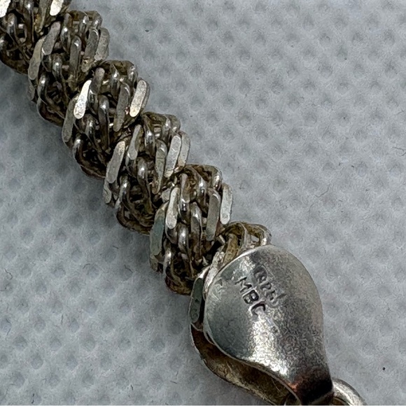 Heavy Sterling Silver Chain Necklace Double Chain Wrapped around a Single Chain - Picture 4 of 13